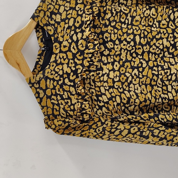 Who What Wear 14W Cheetah Print Dress X Ruffle Hem and Chest button Long Sleeve - Picture 3 of 10